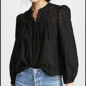 Madewell Eyelet Double-Tie Peasant Top